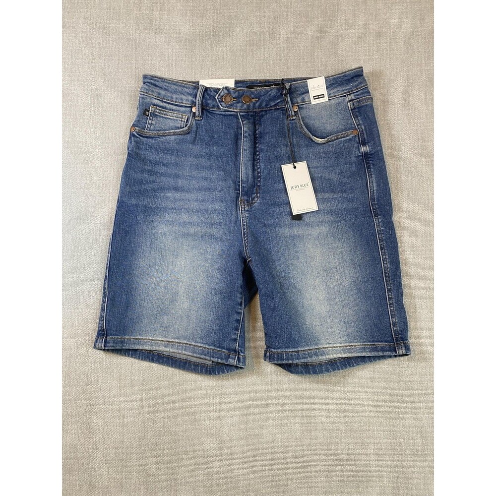 Judy Blue Bermuda Jean Shorts Womens XL Blue High Waist 7 Inch Denim Stretch